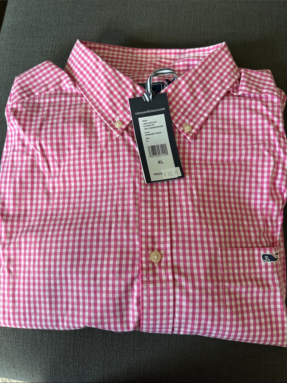 Vineyard Vines Pink and White Gingham Button-Down Shirt